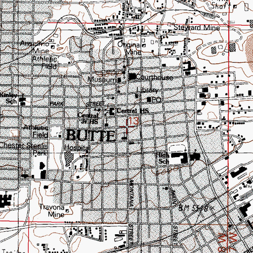 Topographic Map of Orphan Boy Mine, MT