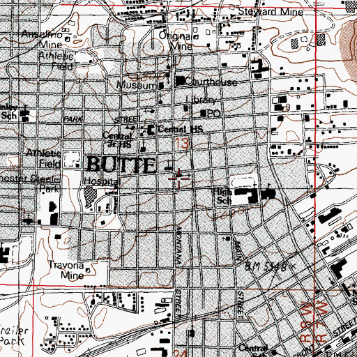 Topographic Map of Orphan Girl Mine, MT