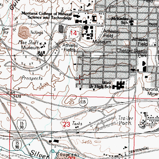Topographic Map of Travona Mine, MT