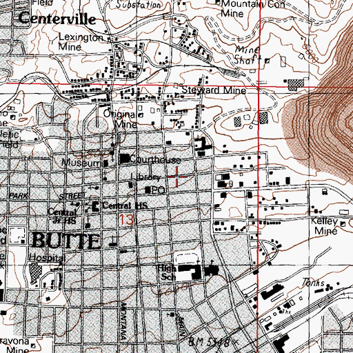 Topographic Map of Smokehouse Mine, MT