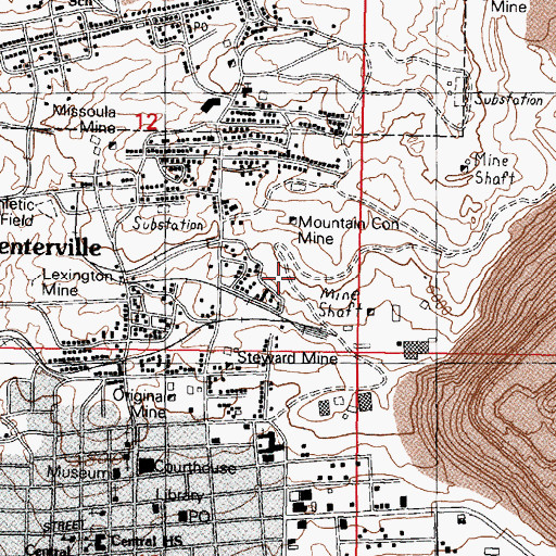 Topographic Map of East Little Mina Mine, MT