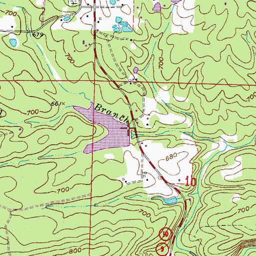 Topographic Map of Henry Lake Dam, AR