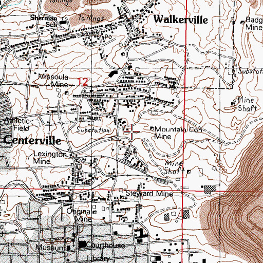 Topographic Map of Mountain Consolidated Number 2 Mine, MT