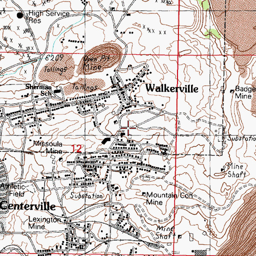 Topographic Map of Lexington Sand Pass Mine, MT