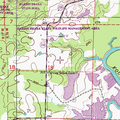 Topographic Map of Van Dalsen Lake Dam, AR