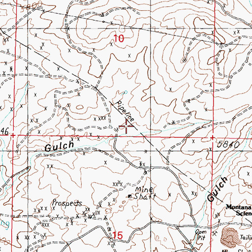 Topographic Map of Norwich Irving Mine, MT