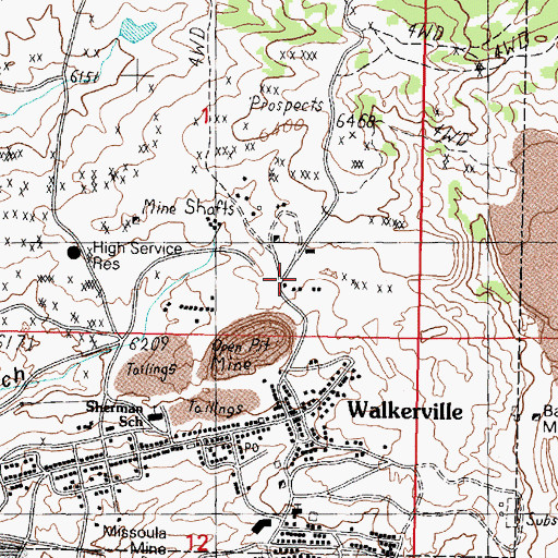 Topographic Map of Magna Charta Mine, MT