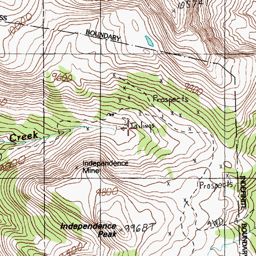 Topographic Map of Yager/Daisy Mine, MT