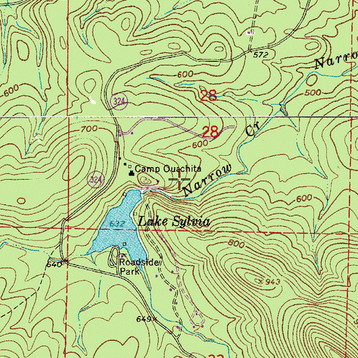 Topographic Map of Lake Sylvia Dam, AR