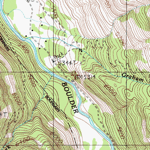 Topographic Map of Boulder River Number 1 Mine, MT