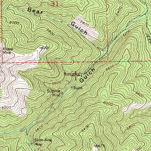 Topographic Map of Ross Mine, MT
