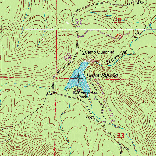 Topographic Map of Lake Sylvia, AR