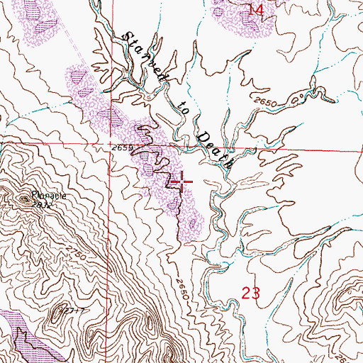 Topographic Map of SW Starved to Death-23 Mine, MT