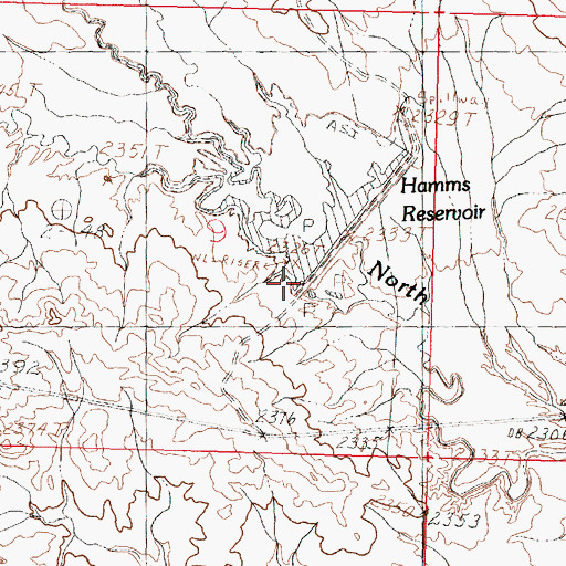 Topographic Map of Hamms Reservoir, MT