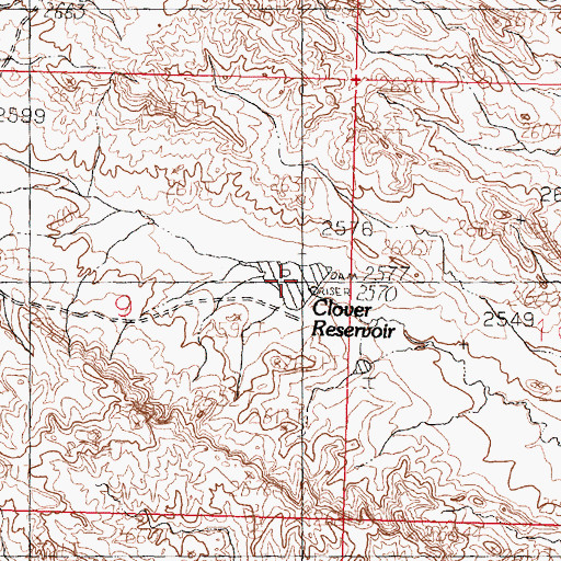 Topographic Map of Clover Reservoir, MT