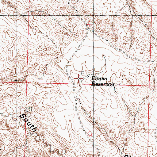 Topographic Map of Pippin Reservoir, MT