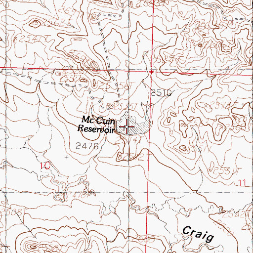 Topographic Map of McCuin Reservoir, MT