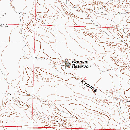 Topographic Map of Korman Reservoir, MT