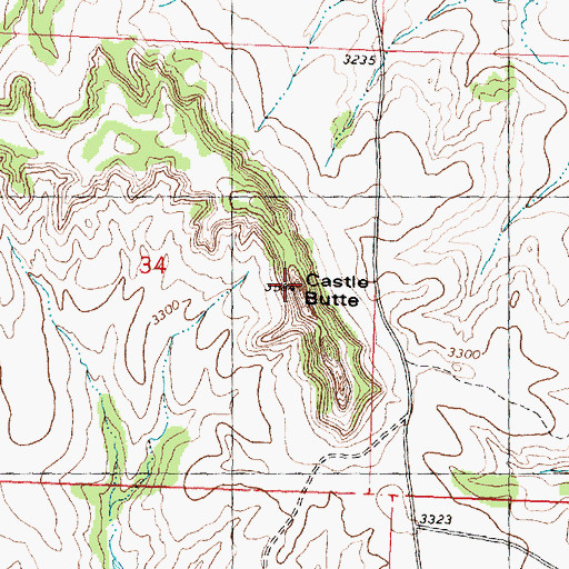 Topographic Map of Castle Butte, MT