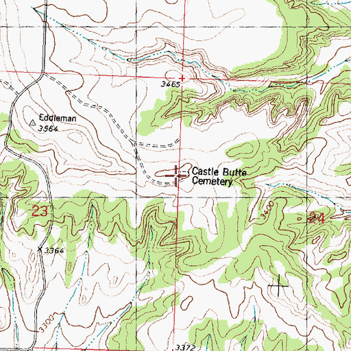 Topographic Map of Castle Butte Cemetery, MT
