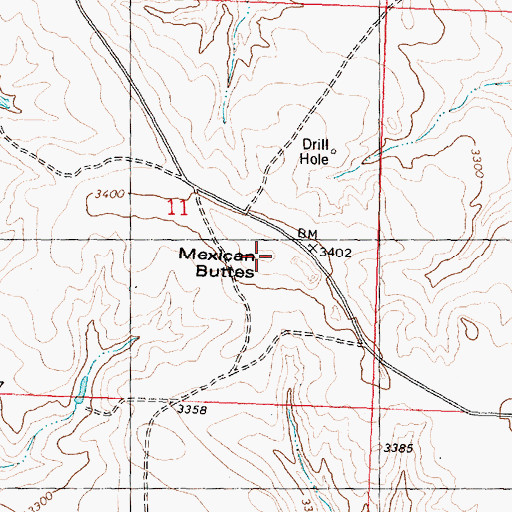 Topographic Map of Mexican Buttes, MT