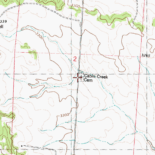 Topographic Map of Cabin Creek Cemetery, MT