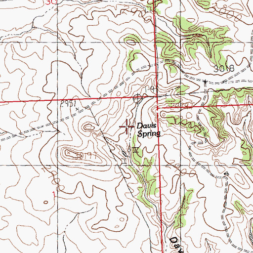 Topographic Map of Davis Spring, MT
