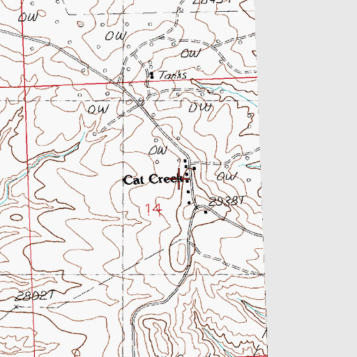 Topographic Map of Cat Creek, MT