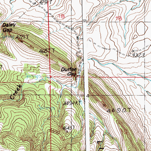 Topographic Map of Durfee Gap, MT