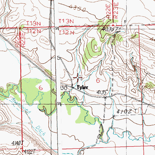 Topographic Map of Tyler, MT