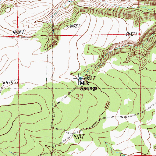 Topographic Map of Milk Springs, MT
