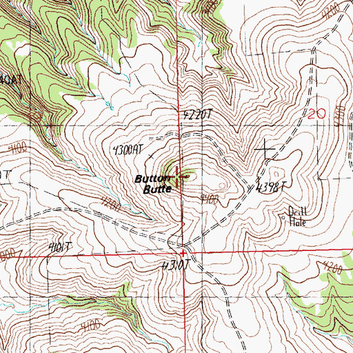 Topographic Map of Button Butte, MT
