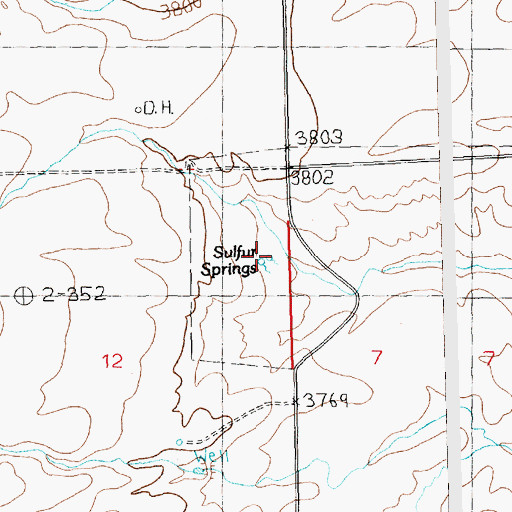Topographic Map of Sulfur Springs, MT