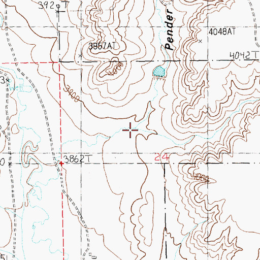 Topographic Map of Pender Coulee, MT