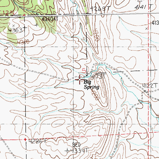 Topographic Map of Big Spring, MT