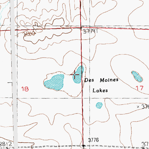 Topographic Map of Des Moines Lakes, MT