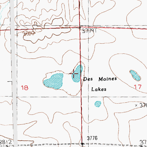 Topographic Map of Des Moines Lakes, MT