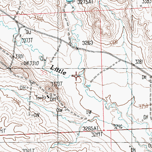 Topographic Map of Jim Coulee, MT