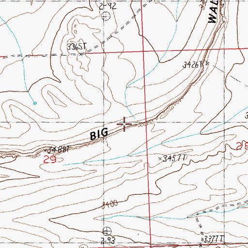Topographic Map of Big Wall, MT
