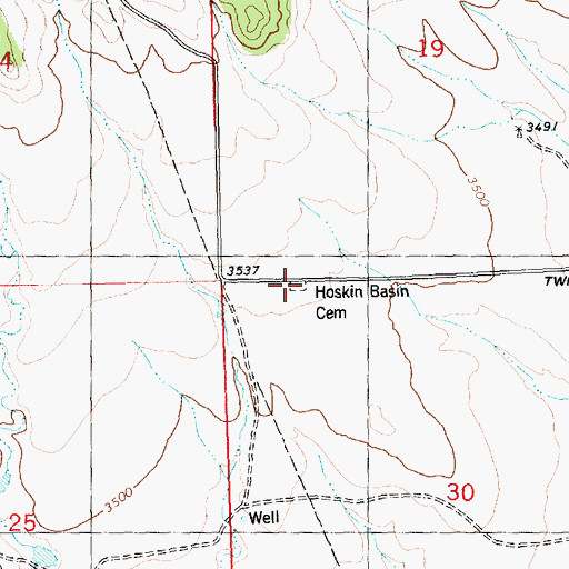 Topographic Map of Hoskin Basin Cemetery, MT