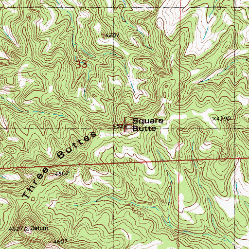 Topographic Map of Square Butte, MT