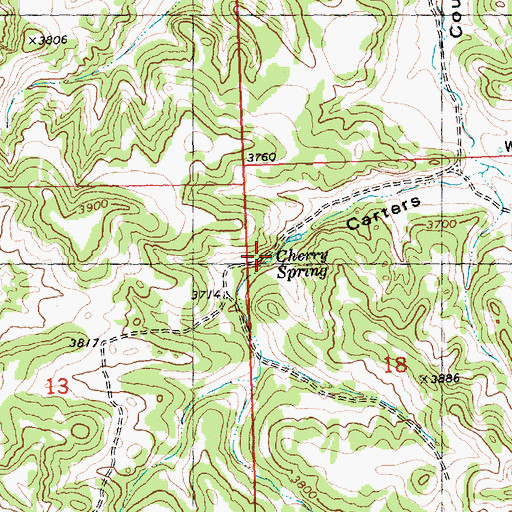 Topographic Map of Cherry Spring, MT