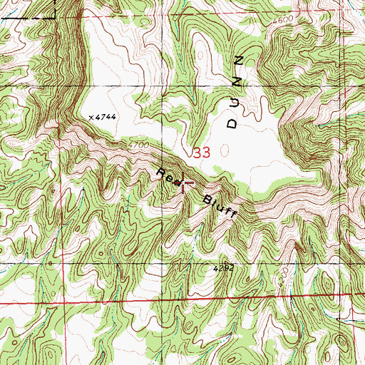 Topographic Map of Red Bluff, MT