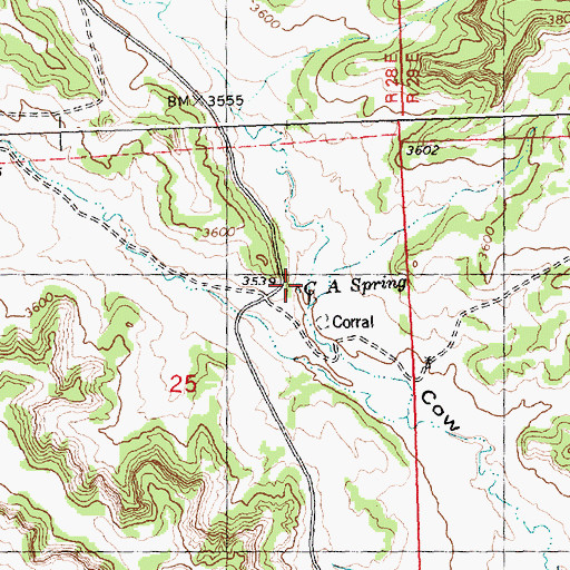 Topographic Map of C A Spring, MT