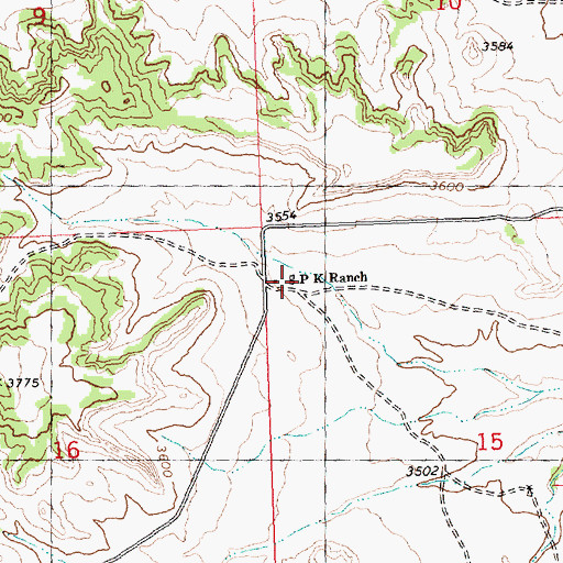 Topographic Map of P K Ranch, MT