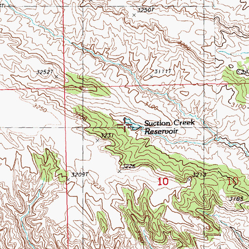 Topographic Map of Suction Creek Reservoir, MT