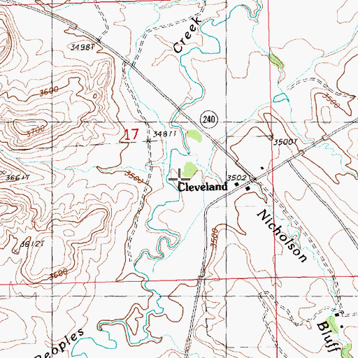 Topographic Map of Nicholson Bluff Creek, MT