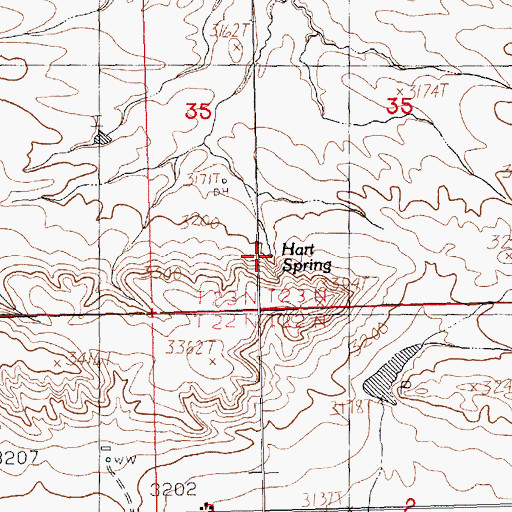 Topographic Map of Hart Spring, MT