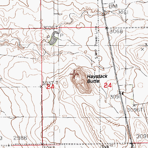 Topographic Map of Haystack Butte, MT