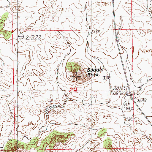 Topographic Map of Saddle Rock, MT